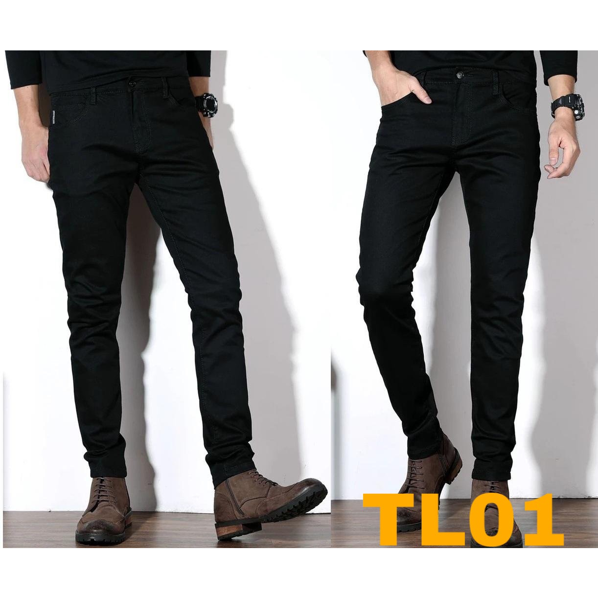 Quần jean nam đen trơn chất ò cao cấp co giãn 4 chiều cực đẹp Ngọc Vệ Fashion ( BiG SIZE )