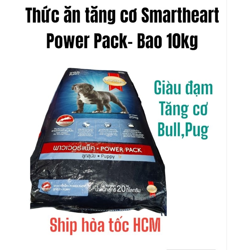 Thức ăn hạt SmartHeart Powerpack Puppy và Adult giúp tăng cơ cho chó (Bully, Pull, Pug..)