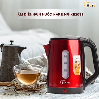 Ấm đun siêu tốc - hr-ke20s8 - thương hiệu hare - bảo hành 12 tháng - dung tích 2l