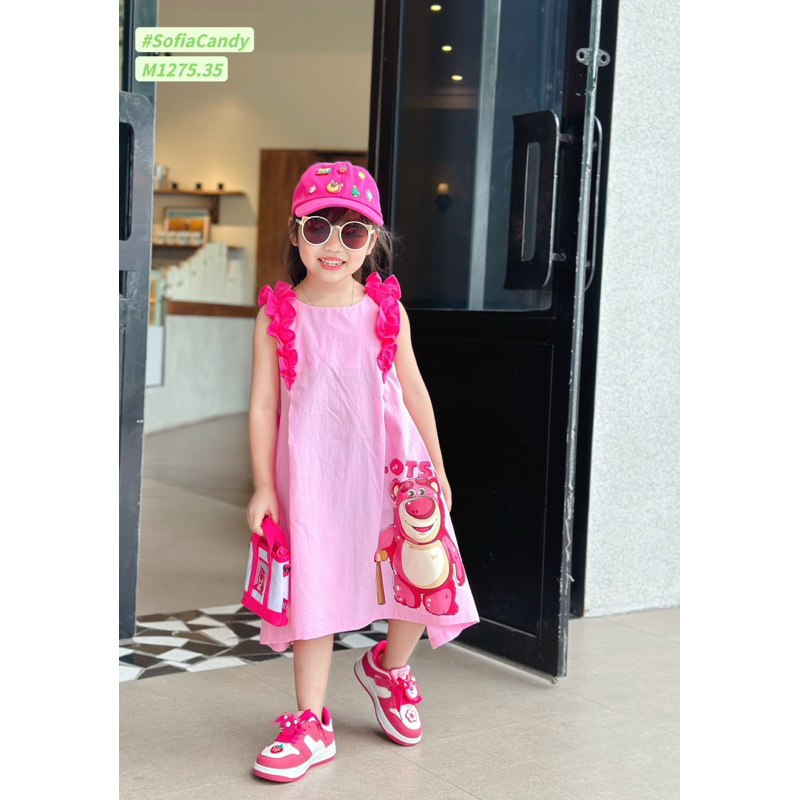 Váy bé gái hoạ tiết gấu dâu hàng thiết kế sofia candy 1-10 tuổi