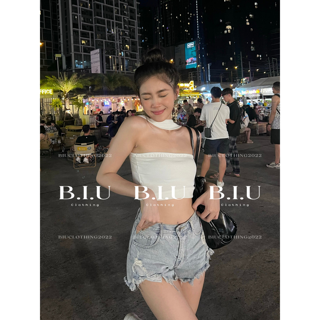 Áo quây dây cổ chocker dáng ngắn thời trang cho nữ phong cách Hàn Quốc BIU Clothing BB0081