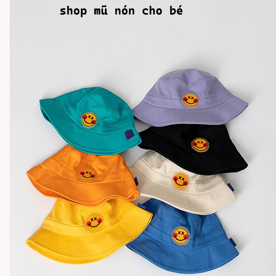 Mũ bo cụp vành rộng cho bé trai và gái từ 1 đến 6 tuổi hình mặt cười chữ x hàn quốc