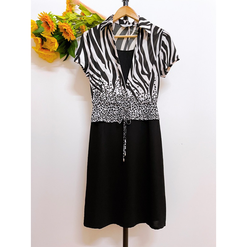 Đầm Thun Phối Kiểu, Có Dây Đai Eo, Freesize, 2hand