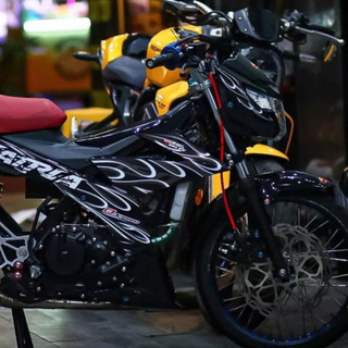 Tem Rời Satria Raider Dán Xe Đen Mẫu Lửa