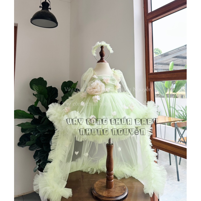 Váy cho bé gái anh đức hoa đuôi tháo rời