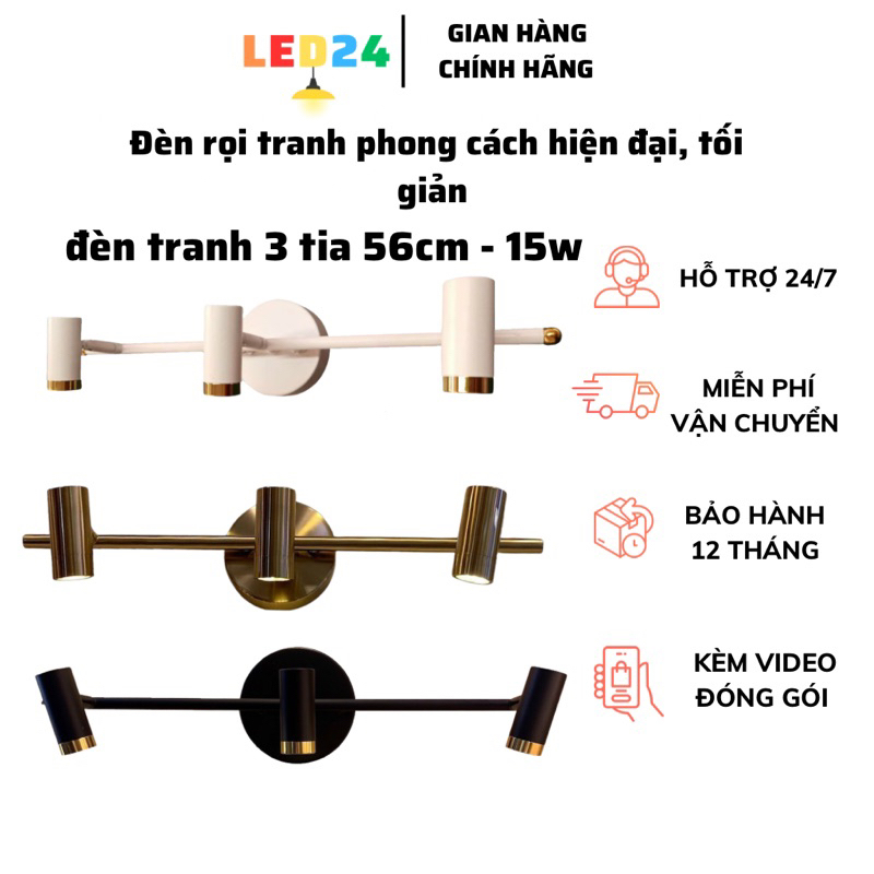Đèn soi tranh soi gương 3 tia Led phong cách hiện đại, chất lượng hợp kim cao cấp