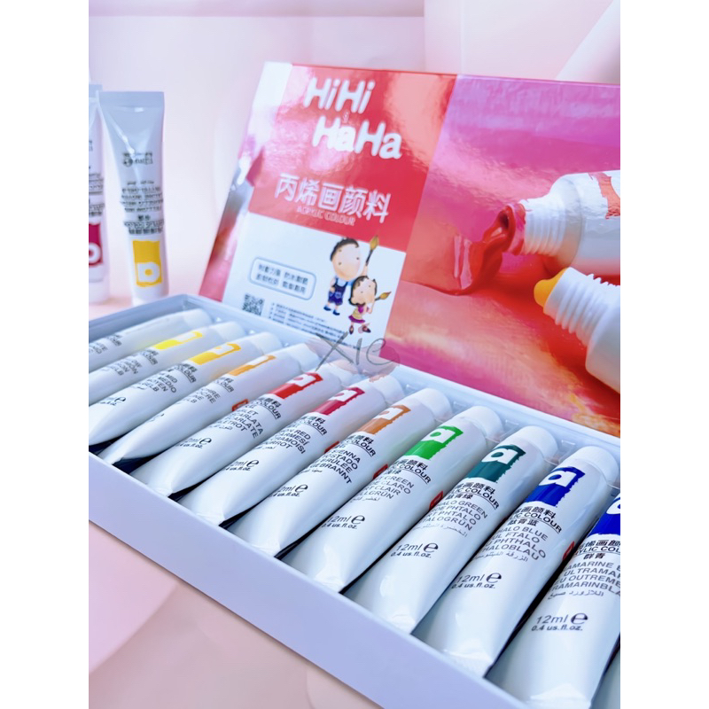 Set bột vẽ cọ bản Hihi Haha - Bột vẽ cọ bản siêu đặc 12 màu chuyên dụng 💞