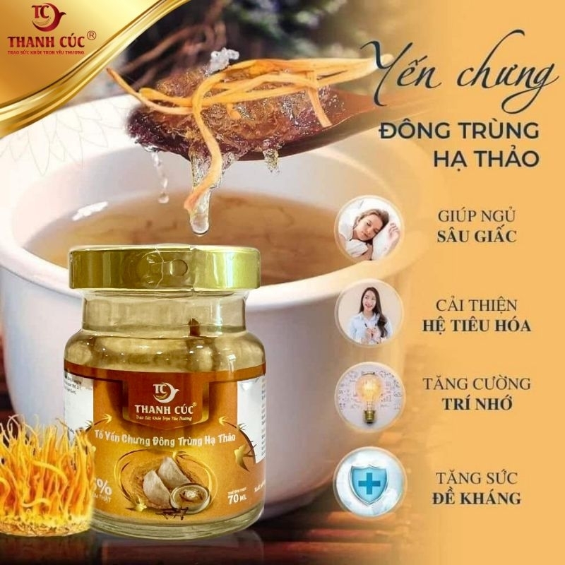 TỔ YẾN CHƯNG ĐÔNG TRÙNG HẠ THẢO Yến Sào THANH CÚC, Yến sào Khánh Hòa, 25% yến sào nguyên chất