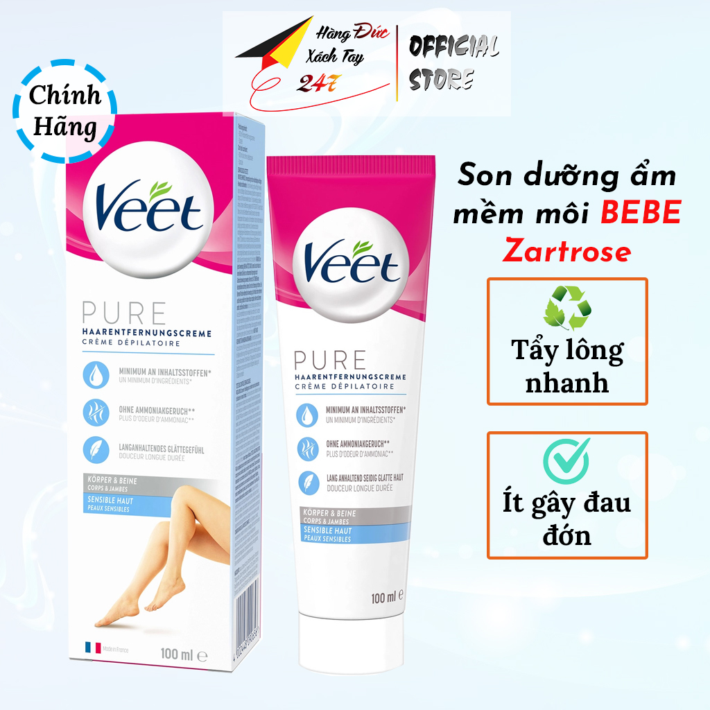 Kem tẩy lông sạch nhanh Veet Silk & Fresh, loại bỏ lông hiệu quả, an toàn cho da <Hàng Đức 100ml>