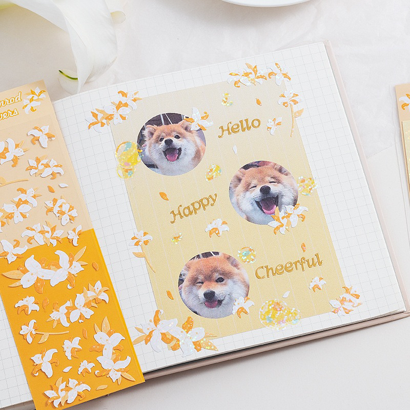 Sticker trang trí hologram hoa tulip hàn quốc sang trọng