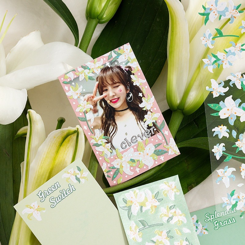 Sticker trang trí hologram hoa tulip hàn quốc sang trọng