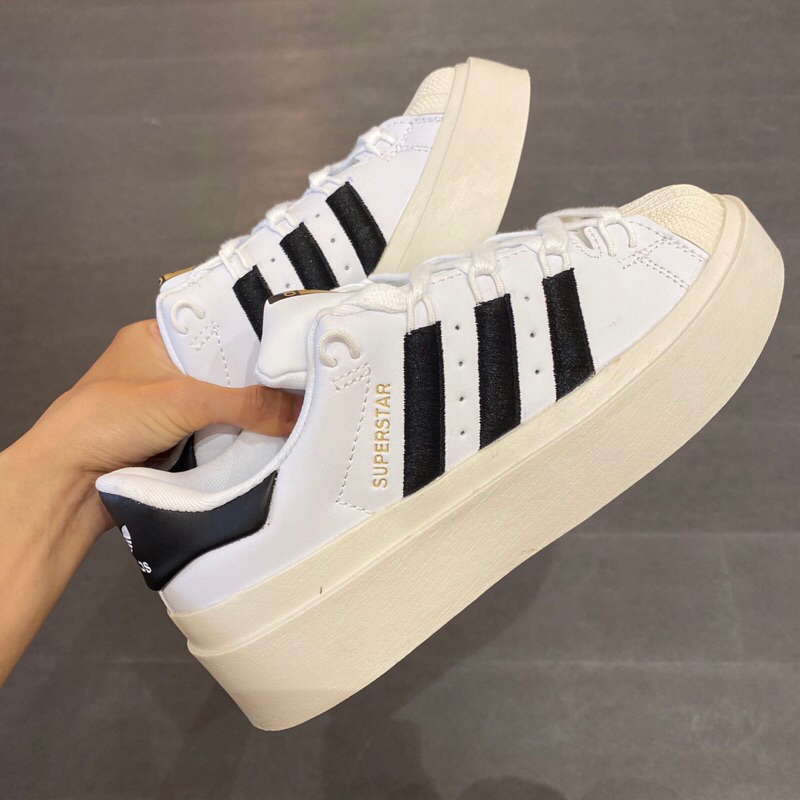 giày thể thao super star đế cao trắng đen