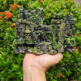 Trang trí bể cá mô hình tòa lâu đài kích thước 19 x 8 x 14cm
