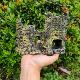 Trang trí bể cá mô hình tòa lâu đài kích thước 19 x 8 x 14cm