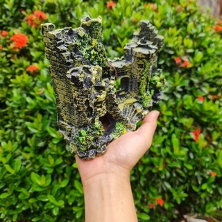 Trang trí bể cá mô hình tòa lâu đài kích thước 19 x 8 x 14cm