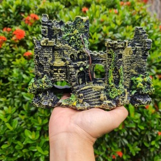 Trang trí bể cá mô hình tòa lâu đài kích thước 19 x 8 x 14cm