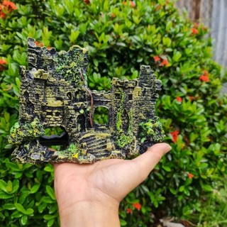Trang trí bể cá mô hình tòa lâu đài kích thước 19 x 8 x 14cm