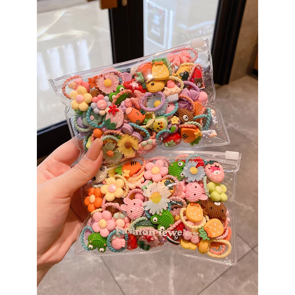 Set 50 Dây Buộc Tóc Nhiều Hình Hoa Quả Ngộ Nghĩnh Cho Bé Yêu A.b