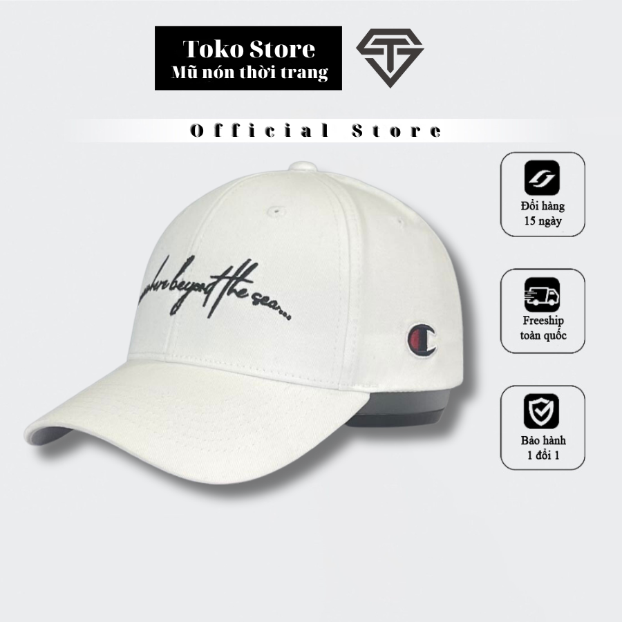 Mũ lưỡi trai "Champion Somewhere" màu Đen logo thêu nổi Free size dành cho nam nữ.