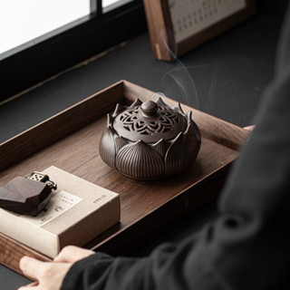 Lư Xông Trầm Hương Đỉnh Đốt Trầm Hoa Sen Chất Liệu Gốm Sứ