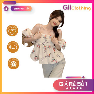 Áo trễ vai 2 dây hoa nhí