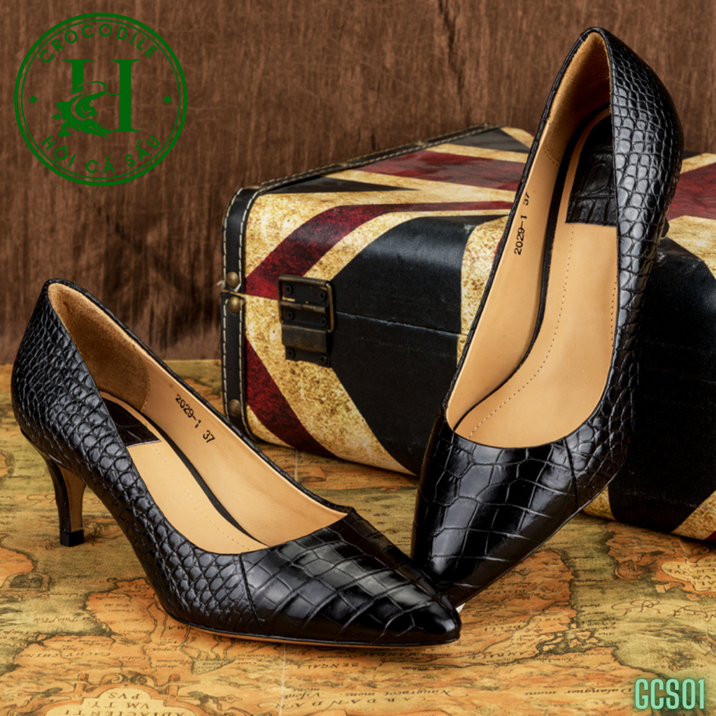 Giày nữ da cá sấu cao cấp GCS01 - Giày nữ gót nhọn cao 5cm
