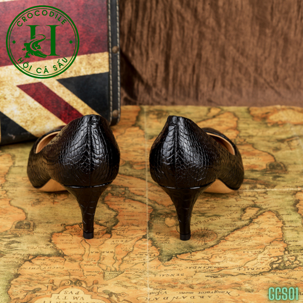 Giày nữ da cá sấu cao cấp GCS01 - Giày nữ gót nhọn cao 5cm