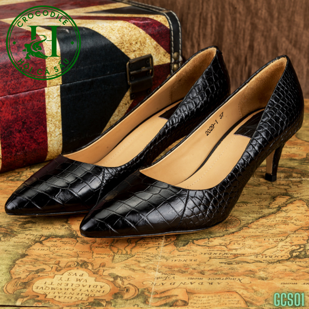 Giày nữ da cá sấu cao cấp GCS01 - Giày nữ gót nhọn cao 5cm