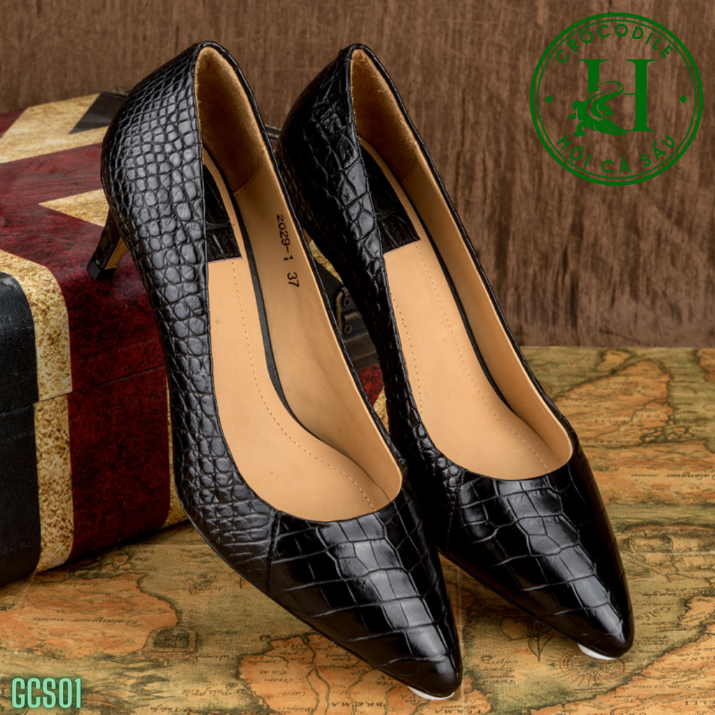 Giày nữ da cá sấu cao cấp GCS01 - Giày nữ gót nhọn cao 5cm