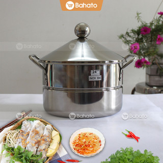 Nồi tráng bánh cuốn đa năng 24cm inox cao cấp