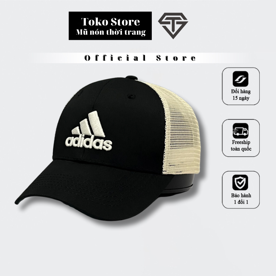 Nón kết, Mũ lưỡi trai lưới thêu logo Adidas siêu HOT, Full hộp.