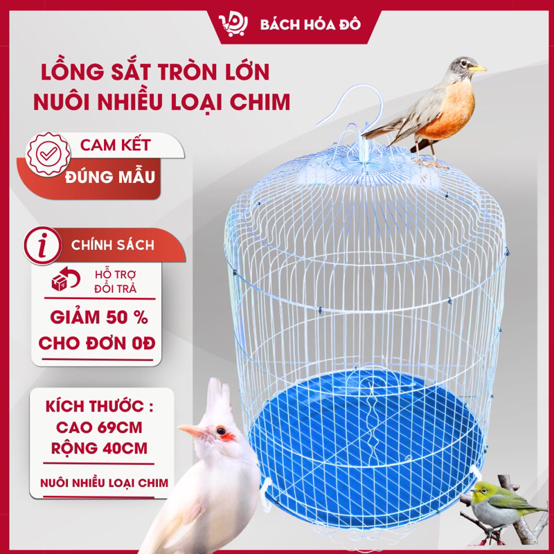 Lồng Tròn Sắt Xi Loại Lớn Nuôi Nhiều Loại Chim,Lồng chim sáo, cưỡng, nhồng kẽm xi