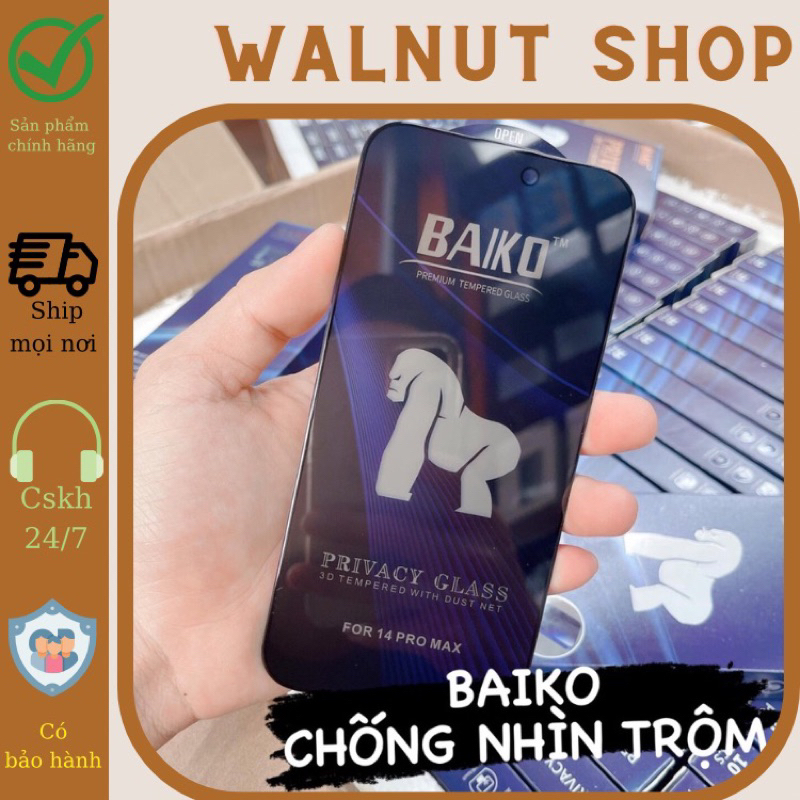Kính cường lực BAIKO chống nhìn trộm Iphone 15promax đến ip 7plus