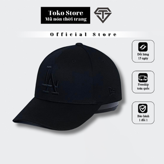 Mũ lưỡi trai, Nón kết L.A đen thêu logo đen Siêu HOT Freeship, Full Hộp
