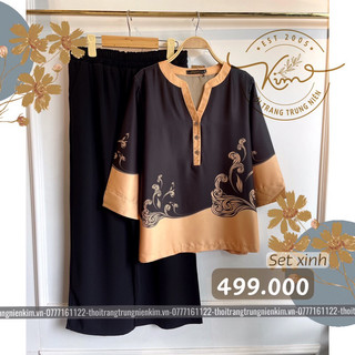 Sét bộ áo lụa trung niên kèm quần tây chất liệu cao cấp sang trọng Bigsize phù hợp mọi lứa tuổi