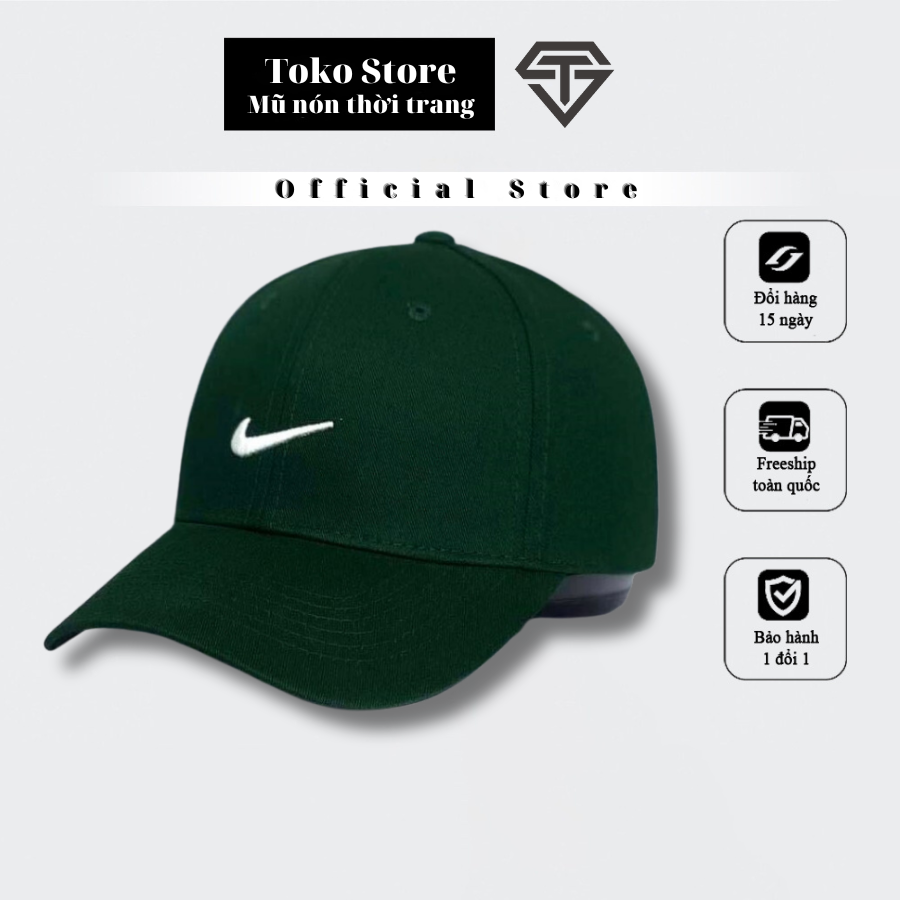 Mũ lưỡi trai, Nón kết xuất khẩu Ni.ke màu đen thêu logo nổi Siêu HOT Freeship, Full Hộp