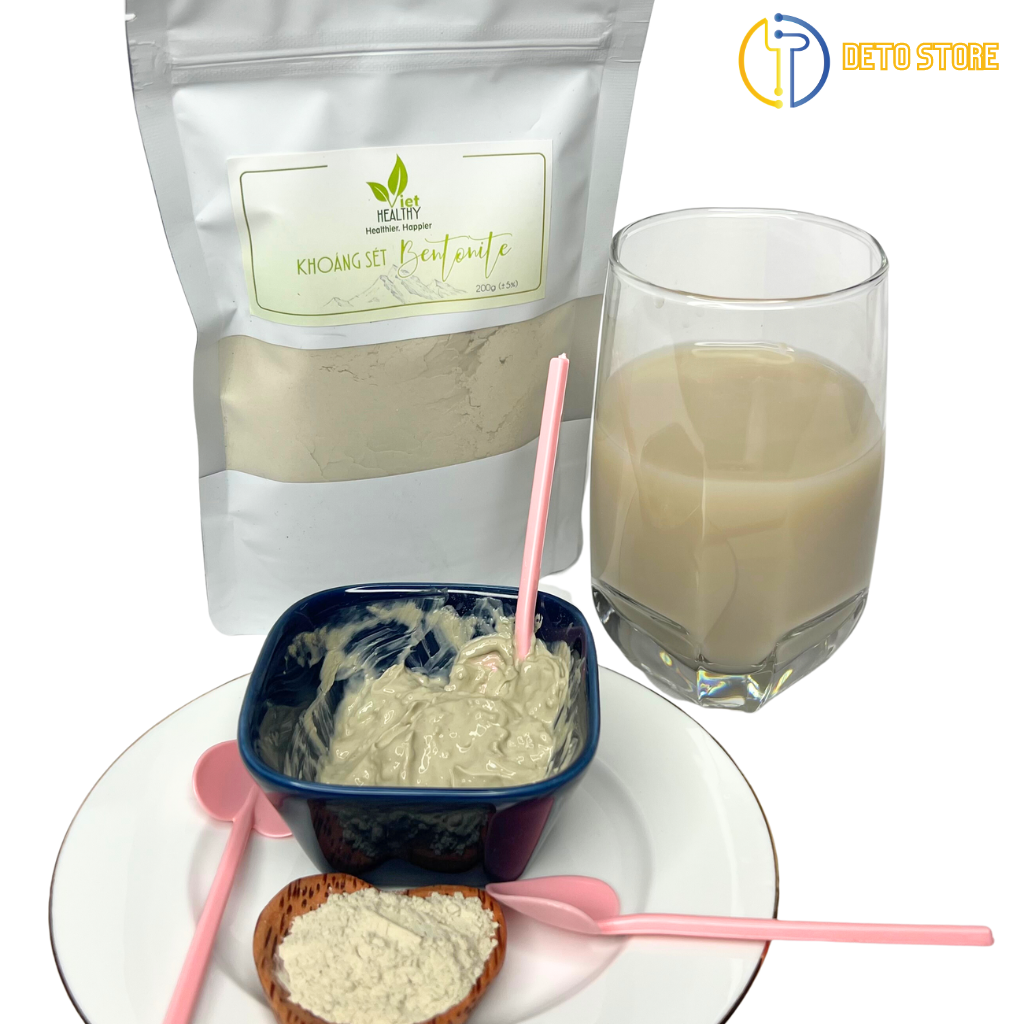 Khoáng Sét Bentonite Clay Viet Healthy Thải Kim Loại Nặng, Làm Mặt Nạ Đất Sét Sáng Da Sạch Mụn, Làm Sạch Tiêu Hóa