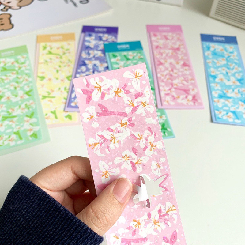 Sticker trang trí hologram hoa tulip hàn quốc sang trọng