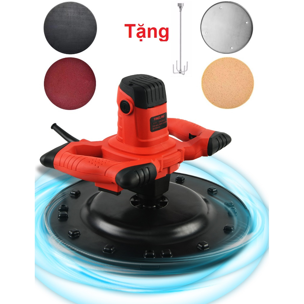 Máy xoa vữa chát tường 2 tay cầm 6 tốc độ siêu khoẻ công suất lớn 1680W-tặng kèm 4 đế xoa