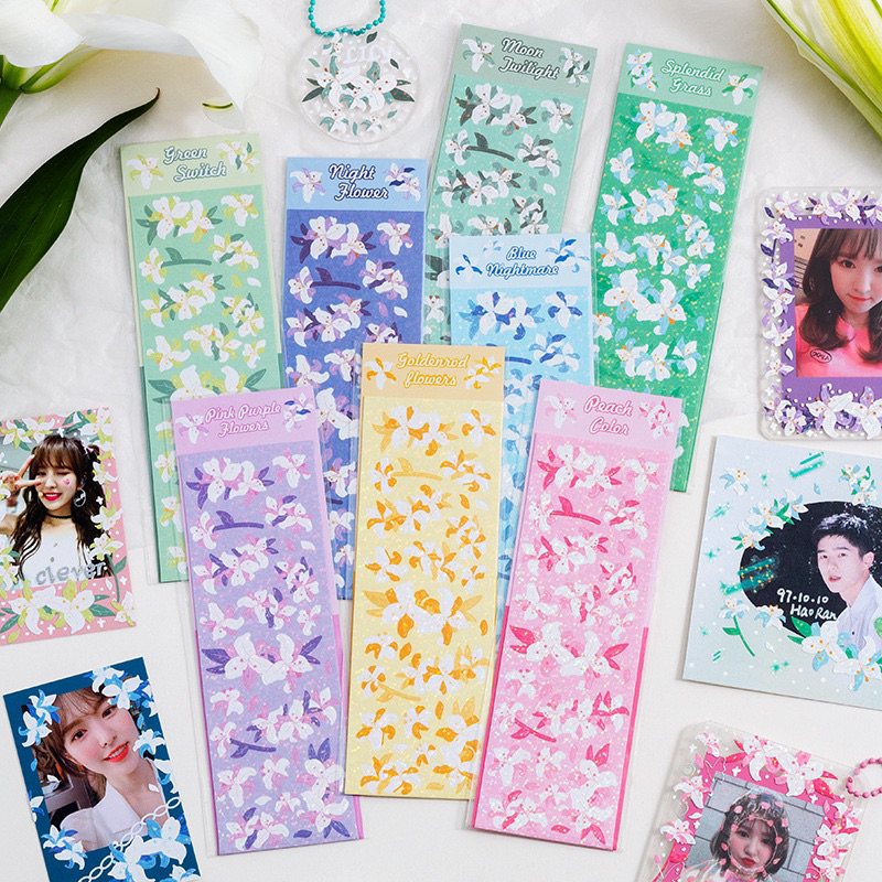 Sticker trang trí hologram hoa tulip hàn quốc sang trọng