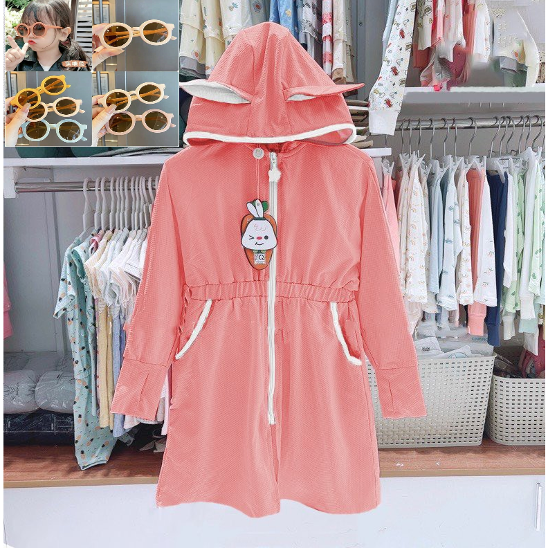 Áo Chống Nắng Toàn Thân TAI THỎ Cho Bé Từ 10-30kg