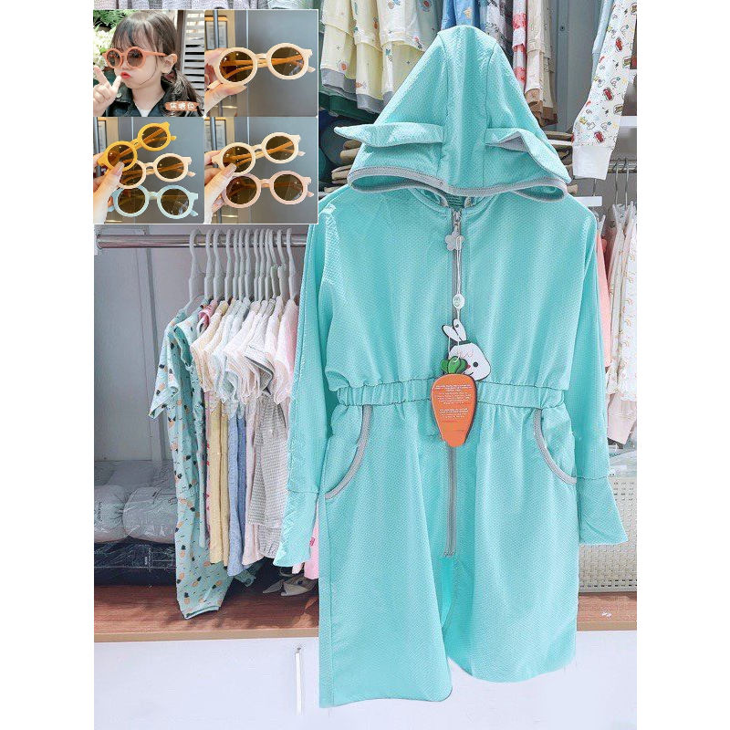 Áo Chống Nắng Toàn Thân TAI THỎ Cho Bé Từ 10-30kg