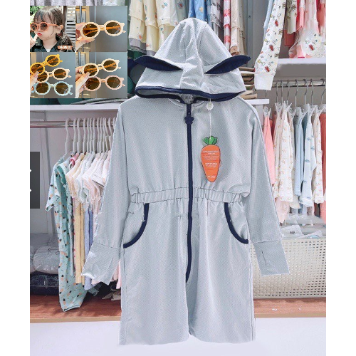 Áo Chống Nắng Toàn Thân TAI THỎ Cho Bé Từ 10-30kg