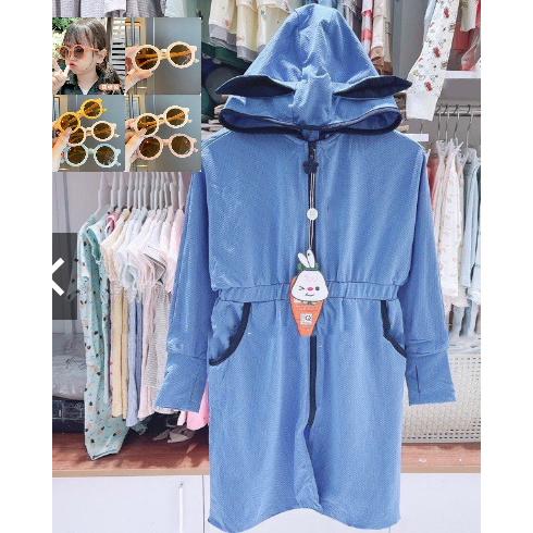 Áo Chống Nắng Toàn Thân TAI THỎ Cho Bé Từ 10-30kg