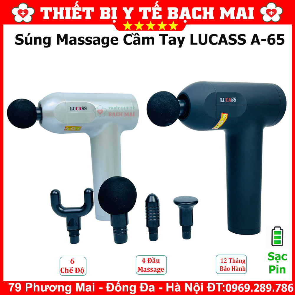 Máy Massage Cầm Tay LUCASS A65 Súng Massage Giảm Đau Mỏi Cơ Bắp Mát Xa Lưng Vai Cổ Gáy matxa toàn thân