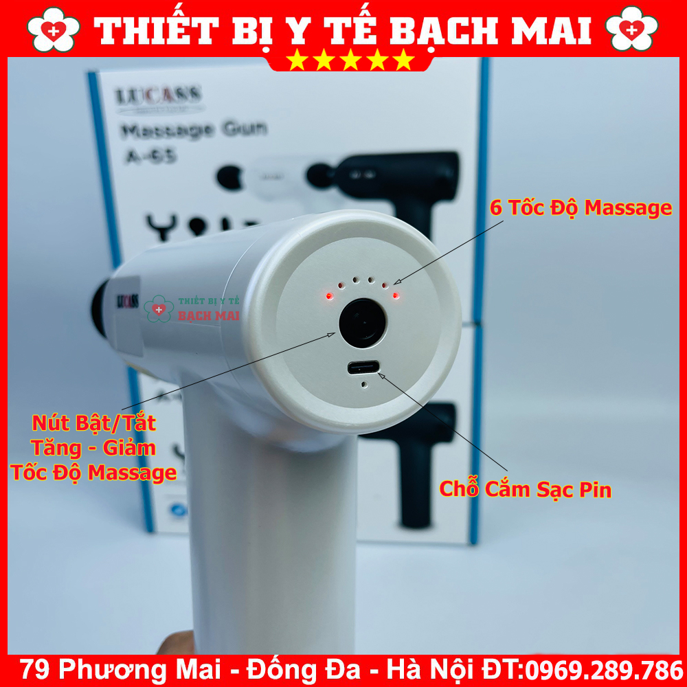 Máy Massage Cầm Tay LUCASS A65 Súng Massage Giảm Đau Mỏi Cơ Bắp Mát Xa Lưng Vai Cổ Gáy matxa toàn thân