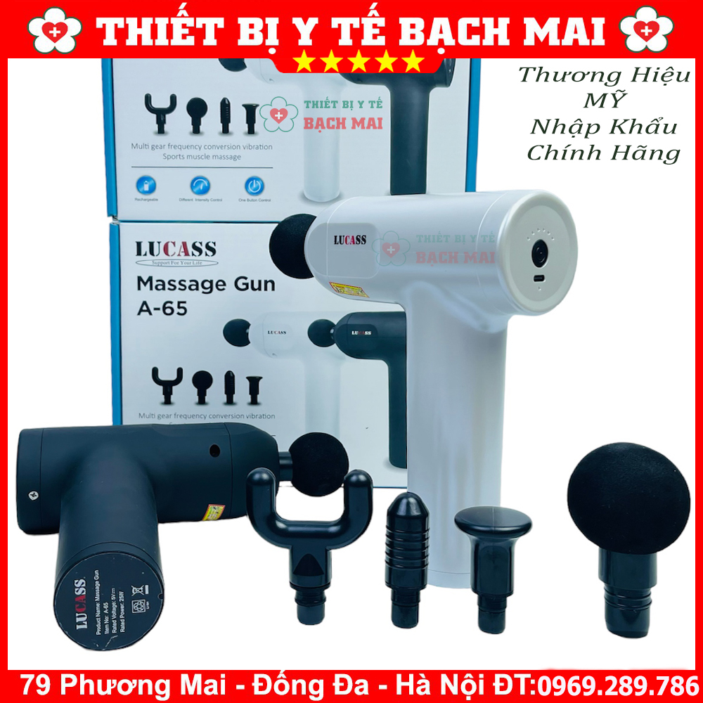 Máy Massage Cầm Tay LUCASS A65 Súng Massage Giảm Đau Mỏi Cơ Bắp Mát Xa Lưng Vai Cổ Gáy matxa toàn thân