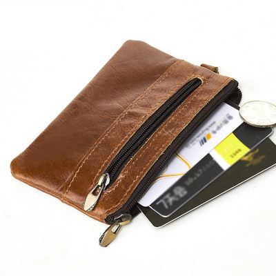 Ví mini đựng tiền đựng thẻ card tiền xu DA BÒ THẬT có thể dùng làm móc khóa chống thấm nước VNU1007 BEE GEE