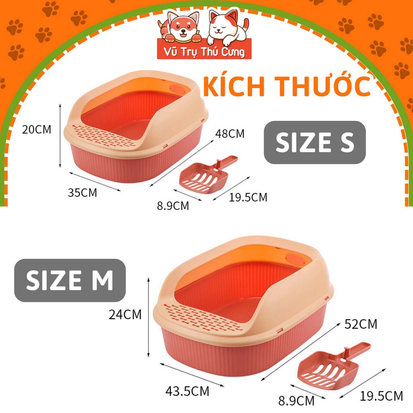 Khay cát vệ sinh cho mèo chống văng cát size lớn, tặng xẻng hốt phân (Họa tiết con Vịt)
