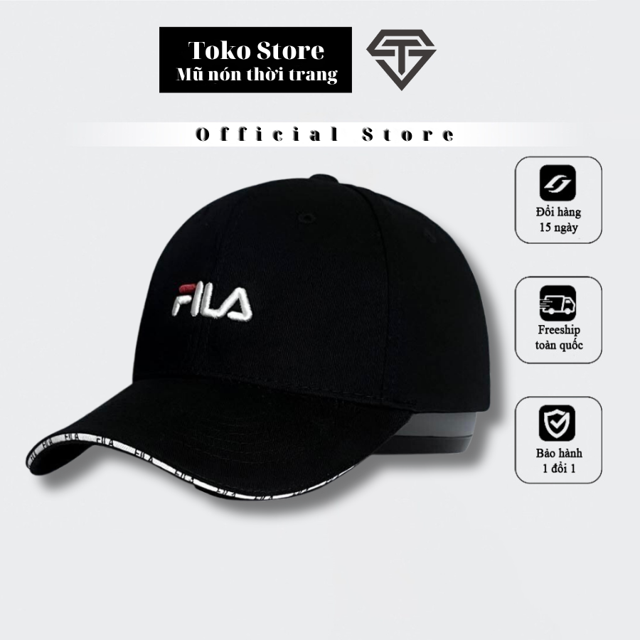 Nón kết Mũ lưỡi trai Fila logo thêu trắng dành cho nam nữ Free size